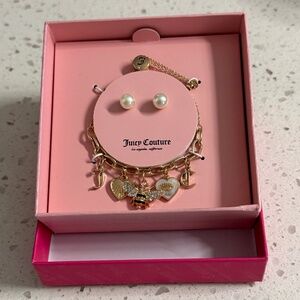 NIB Juicy Couture Gold Charm Bracelet with Earrings